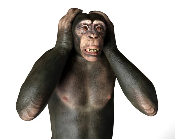 Monkey Upset Position Holding His Head Conceptual Illustration Mokeypox Awareness — Stock Photo, Image