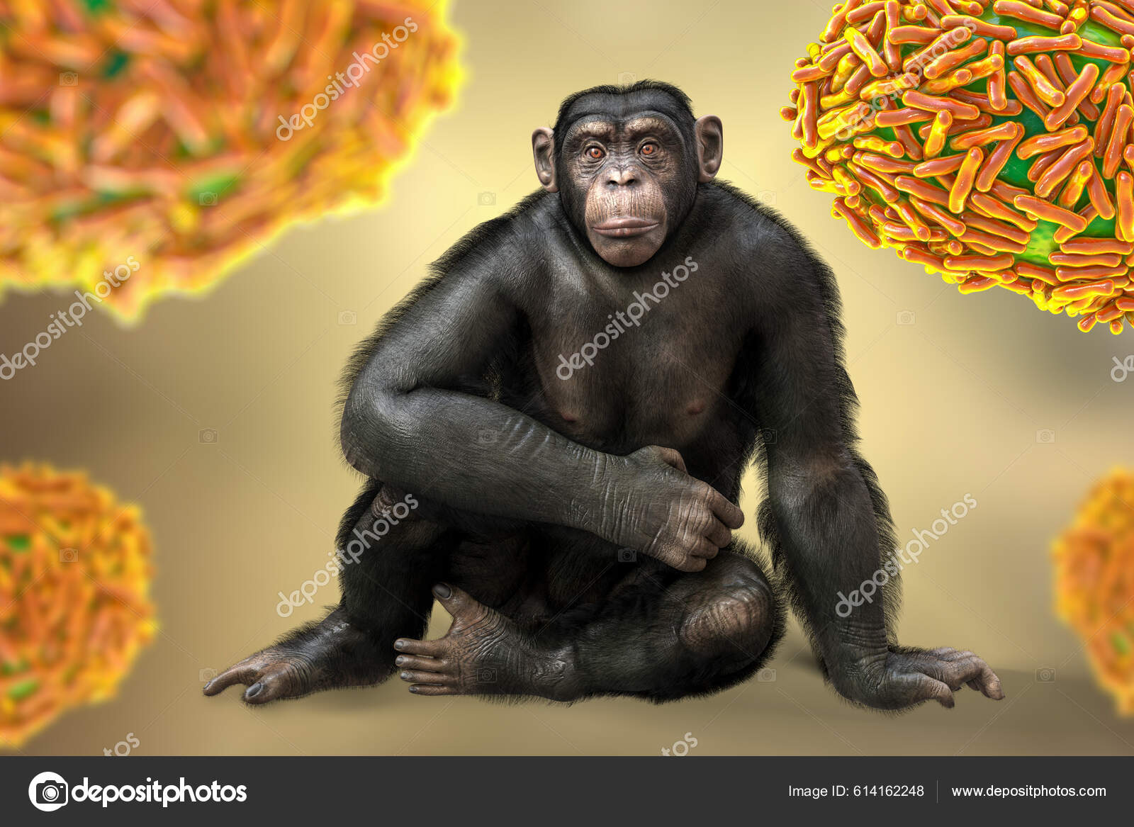 Macaco Chimpanzé Cercado Por Vírus Ilustração Conceitual Consciência  Varíola Hiv fotos, imagens de © katerynakon #614467930