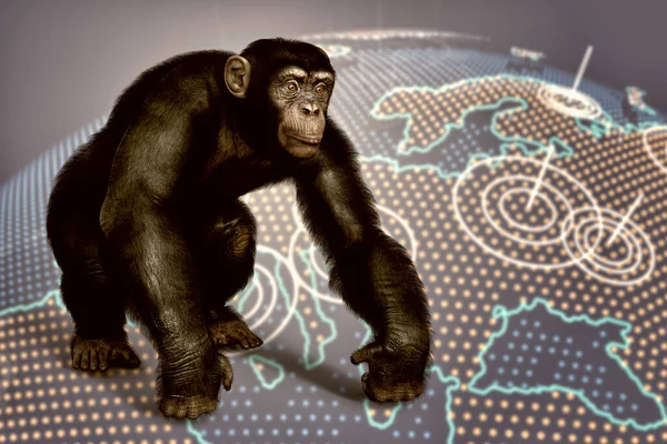 Consciência Varíola Macaco Fundo Com Mapa Terra Ilustração Conceitual — Fotografia de Stock