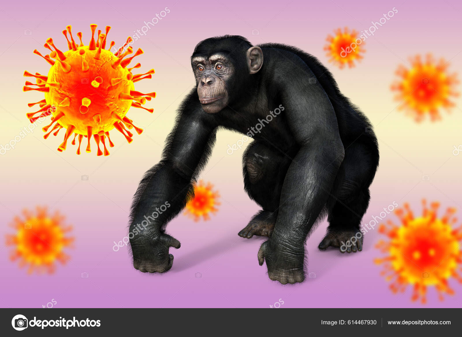 Macaco Chimpanzé Cercado Por Vírus Ilustração Conceitual Consciência  Varíola Hiv fotos, imagens de © katerynakon #614467930