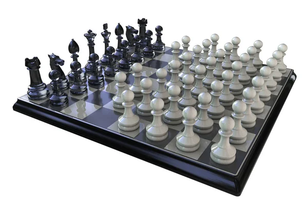 체스의 일러스트 조각을 가지고 이를가지고 비대칭 변형이다 말이끄는 — 스톡 사진