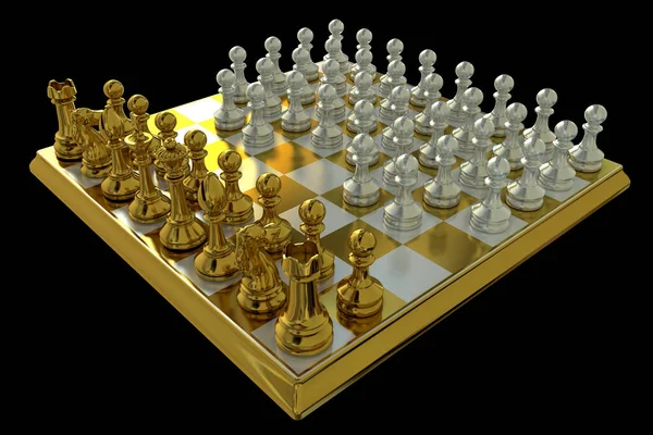 체스의 일러스트 조각을 가지고 이를가지고 비대칭 변형이다 말이끄는 — 스톡 사진