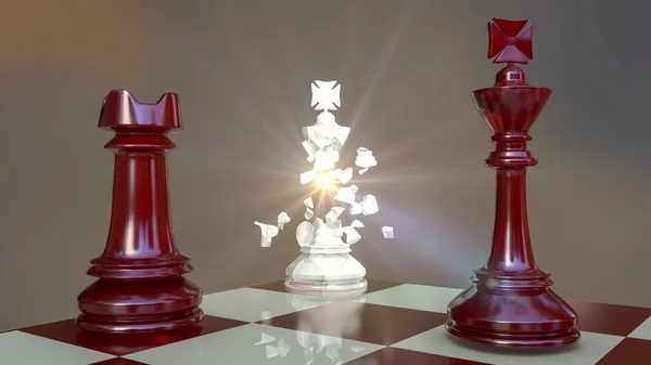 Ilustração 3d de uma peça de xadrez checkmate ao rei