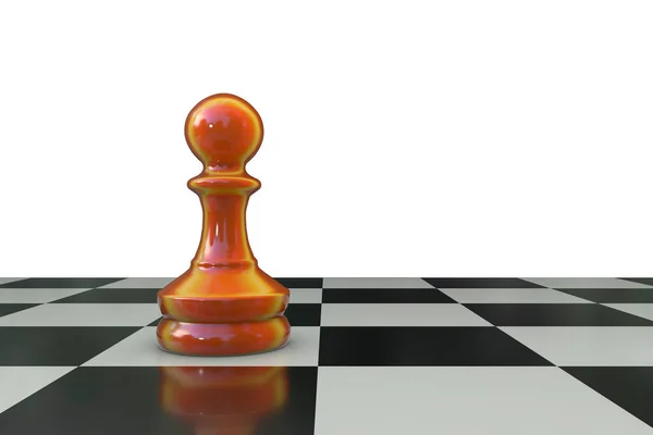 Schachfigur Oranger Farbe Auf Schachbrett Nahaufnahme Illustration — Stockfoto
