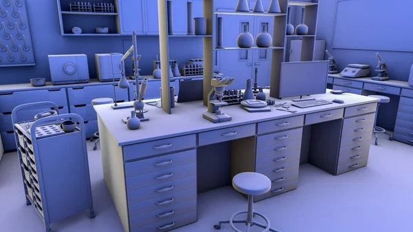 Χημικό Ερευνητικό Και Διαγνωστικό Εργαστήριο Τρισδιάστατη Απεικόνιση Πολύχρωμο Επιστημονικό Υπόβαθρο — Φωτογραφία Αρχείου