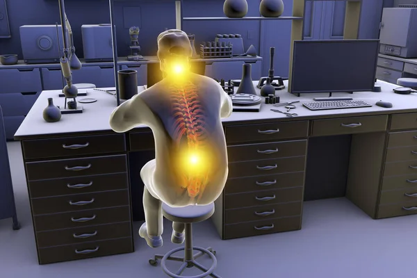 Work Related Musculoskeletal Disorders Laboratory Workers Conceptual Illustration Showing Lab — Stock Photo, Image