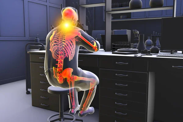 Work Related Musculoskeletal Disorders Laboratory Workers Conceptual Illustration Showing Lab — Stock Photo, Image