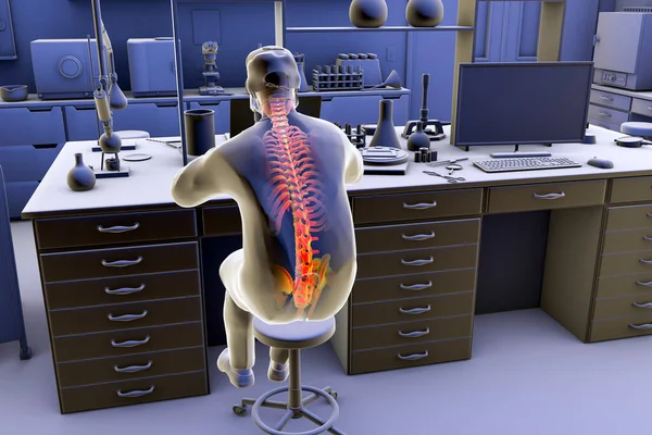 Trastornos Musculoesqueléticos Relacionados Con Trabajo Trabajadores Laboratorio Ilustración Conceptual Que — Foto de Stock