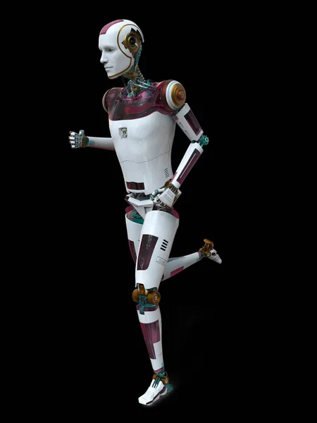Robot Humanoide Ejecución Ilustración Inteligencia Artificial Deporte Futuro Tecnología —  Fotos de Stock