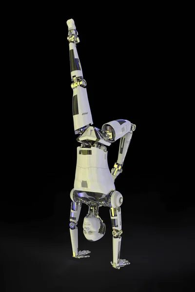 Robot Humanoide Posición Yoga Pie Manos Ilustración —  Fotos de Stock