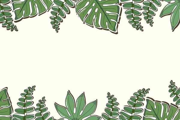 Trópusi Transzparens Egzotikus Levelekből Paradicsomi Növények Zöldség Pálma Kártya Stílusos — Stock Vector