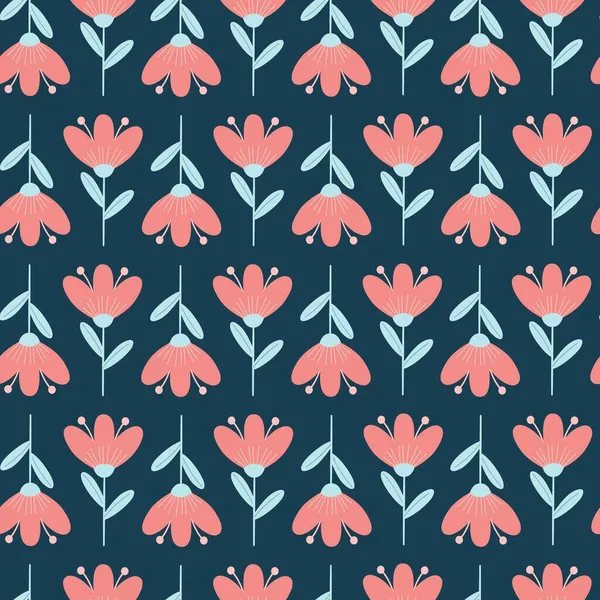 Patrón Floral Sin Costura Vectorial Con Flores Rosadas Sobre Fondo — Vector de stock