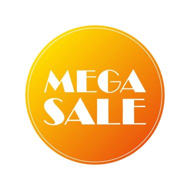 Vektör çıkartması - Mega satışı. Beyaz arka planda izole edilmiş bir rozet ya da etiket. Pazarlama.