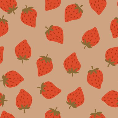 Çilek desenli, renksiz vektör desenli şirin el çizimi yaz meyveleri mevsimlik tatlı, kırmızı meyve. Renkli karikatür çizimleri. Çilek çizimi.