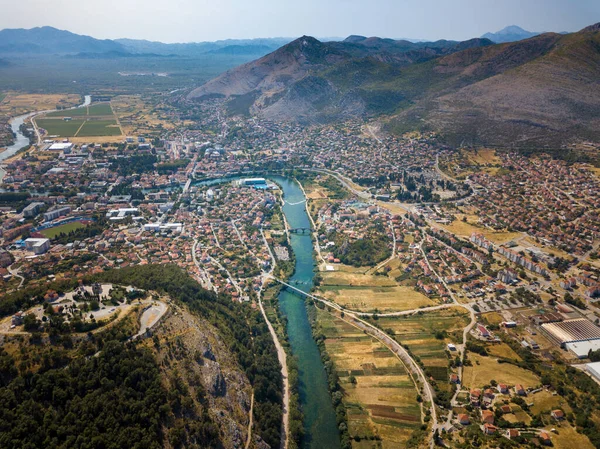 Trebinje ve Trebisnjica nehrinin havadan görünüşü