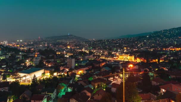Lapse Giorno Notte Della Città Sarajevo Capitale Della Bosnia — Video Stock