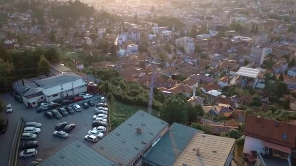 Widok Lotu Ptaka Kolejki Linowej Trebevic Panorama Sarajewa — Wideo stockowe