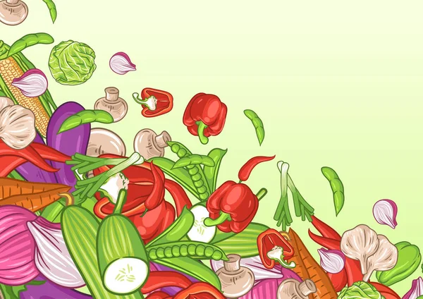 Zeleninové Pozadí Textovým Prostorem Plakát Bio Potravinami Zeleninové Pozadí — Stockový vektor