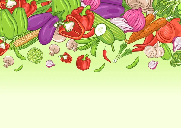 Grönsaker Bakgrund Med Textutrymme Ekologisk Mat Affisch Grönsaker Bakgrund — Stock vektor