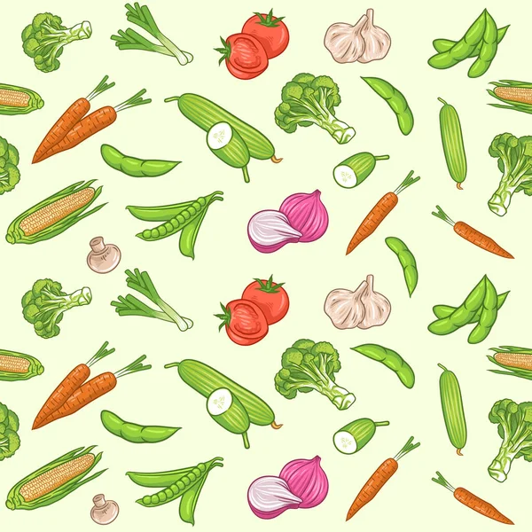 无缝图案新鲜蔬菜 有机食品 园艺或耕作概念 — 图库矢量图片