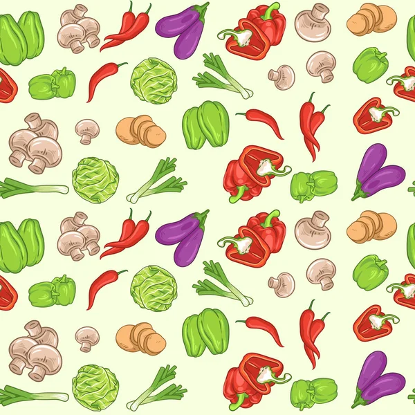 无缝图案新鲜蔬菜 有机食品 园艺或耕作概念 — 图库矢量图片