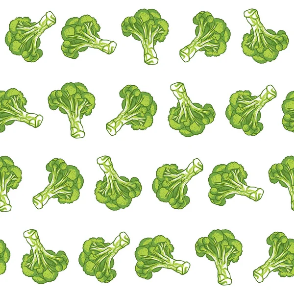 Brokkoli Handgezeichnet Vektor Nahtloses Muster Brokkoli Nahtloses Muster Design — Stockvektor