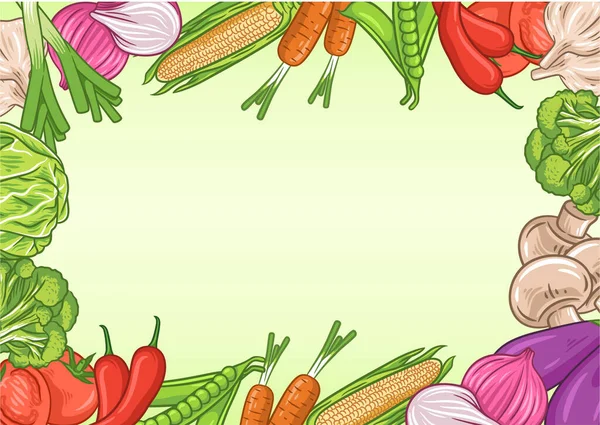 Fond Légumes Avec Espace Texte Affiche Alimentaire Biologique Fond Légumes — Image vectorielle