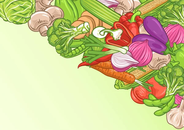 Фон Овощей Текстовым Пространством Плакат Органическими Продуктами Питания Фон Овощей — стоковый вектор