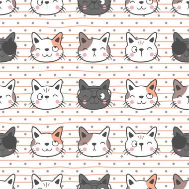 Şirin kedi desensiz arka plan, şirin, kusursuz kedi desenli tasarım.