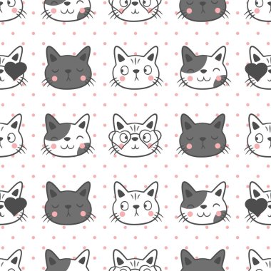 Şirin kedi desensiz arka plan, şirin, kusursuz kedi desenli tasarım.