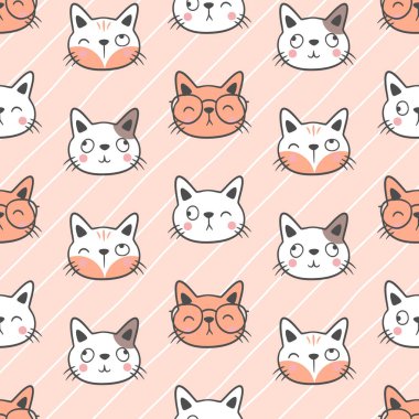 Şirin kedi desensiz arka plan, şirin, kusursuz kedi desenli tasarım.