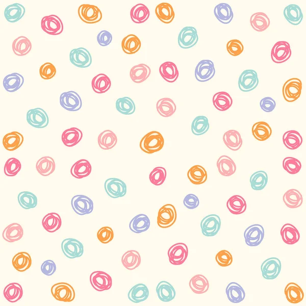 Hand Drawn Colorful Circles Seamless Pattern Cute Circle Seamless Pattern — Stock Vector