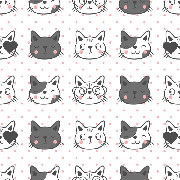 Cute Cat Seamless Pattern Background Cute Seamless Cat Pattern Design — Stock Vector
