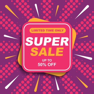 İndirimli pankart promosyonu, Özel Teklif, Büyük Satış, İndirim, Süper Satış, Mega Satış