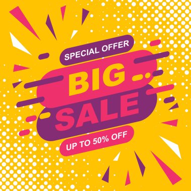 İndirimli pankart promosyonu, Özel Teklif, Büyük Satış, İndirim, Süper Satış, Mega Satış