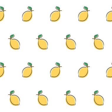 Sarı limonlu, tropik, pürüzsüz bir desen. Tekrarlanan meyve arkaplanı