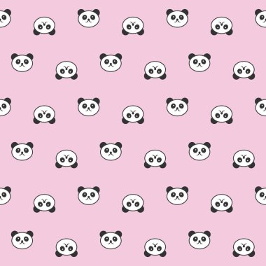 Tatlı panda kusursuz bir geçmişi var. Vektör çizimi. Şirin desen arkaplanı