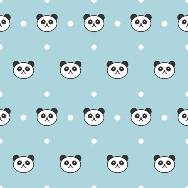 Tatlı panda kusursuz bir geçmişi var. Vektör çizimi. Şirin desen arkaplanı