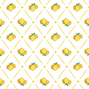 Sarı limonlu, tropik, pürüzsüz bir desen. Tekrarlanan meyve arkaplanı