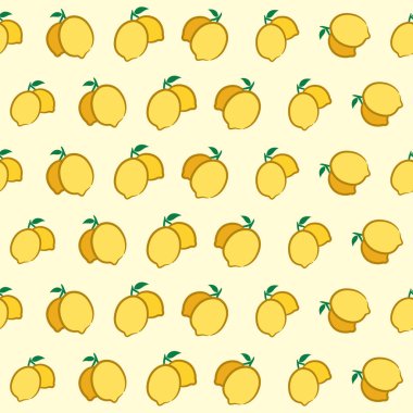 Sarı limonlu, tropik, pürüzsüz bir desen. Tekrarlanan meyve arkaplanı
