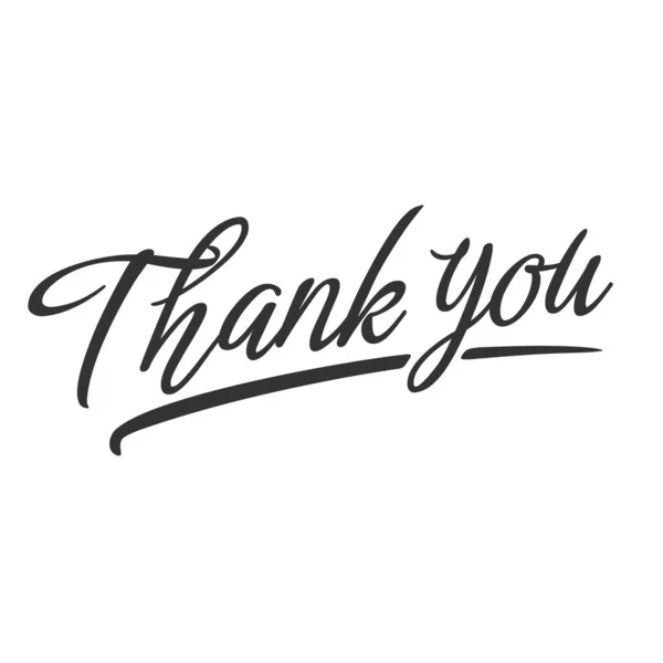 Thank You Hand Lettering Black Ink Brush Calligraphy Isolated White — Stockvektor