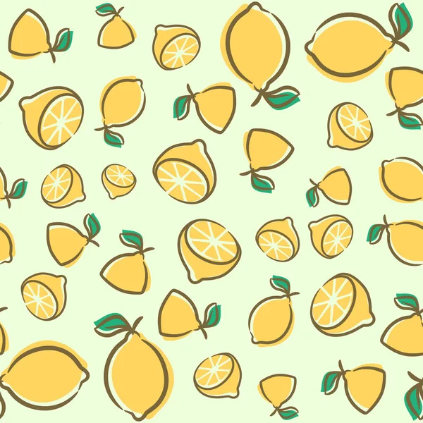 Tropical Seamless Pattern Yellow Lemons Fruit Repeated Background — Stock Vector