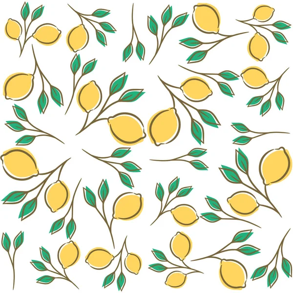 Тропический Бесшовный Рисунок Желтыми Лимонами Фрукты — стоковый вектор