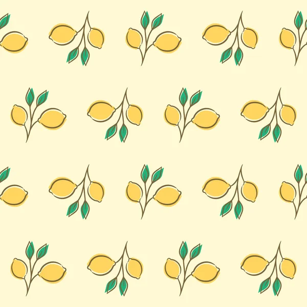 Тропический Бесшовный Рисунок Желтыми Лимонами Фрукты — стоковый вектор