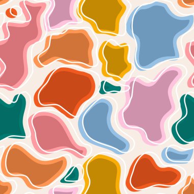 Trendy seamless pattern with abstract shapes, abstract organic shapes, contemporary collage style