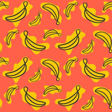 Banana fruit vector seamless pattern, Bright and juicy