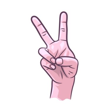 Peace sign hand gesture vector illustration. Hand showing two finger peace sign gesture