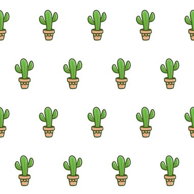 Cute cactus seamless vector pattern background, Vector cactus seamless pattern