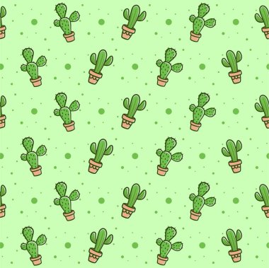Cute cactus seamless vector pattern background, Vector cactus seamless pattern