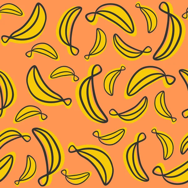Modèle Sans Couture Vecteur Fruits Banane Lumineux Juteux — Image vectorielle